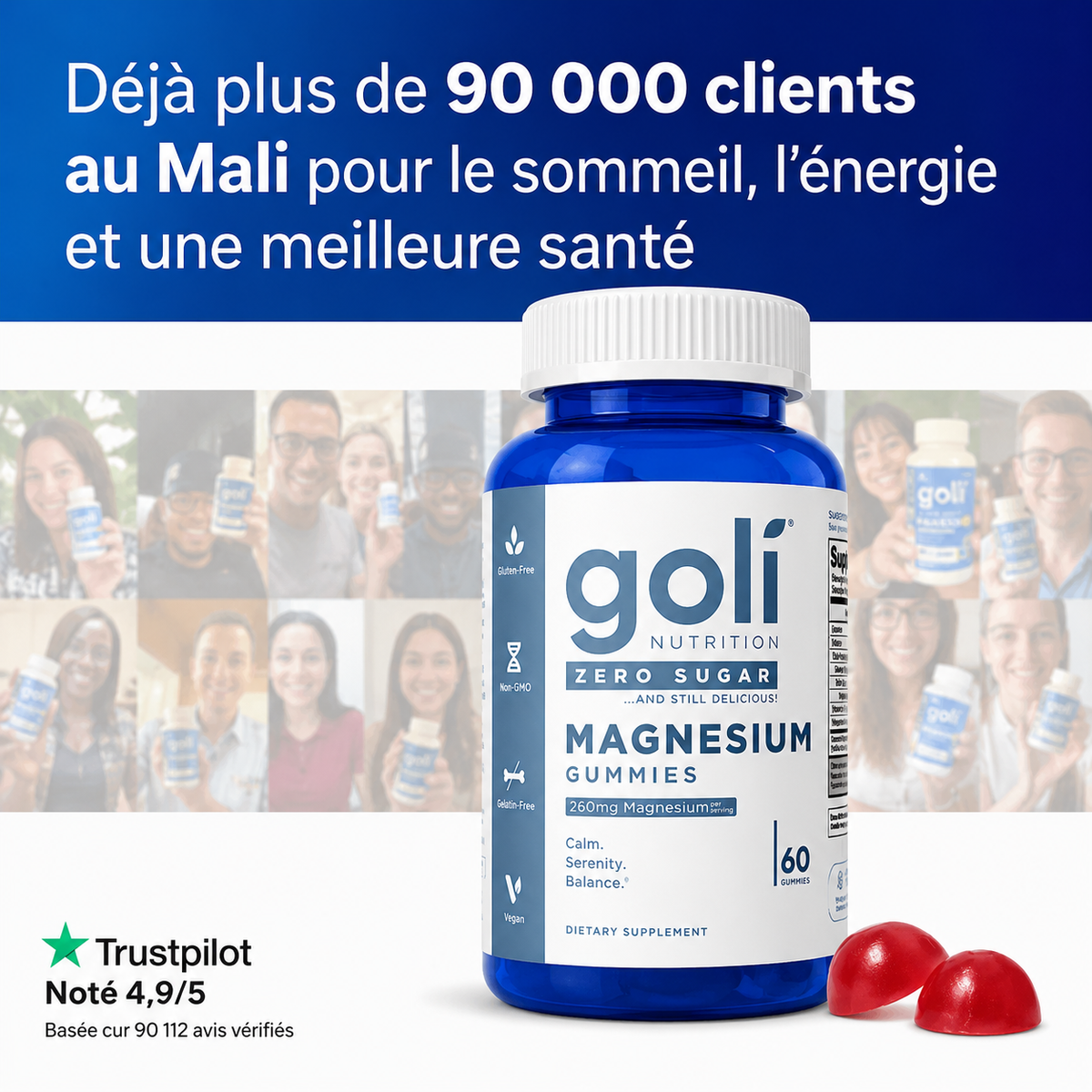 Goli Magnesium Zero Sucre™ - Gummies au Magnésium
