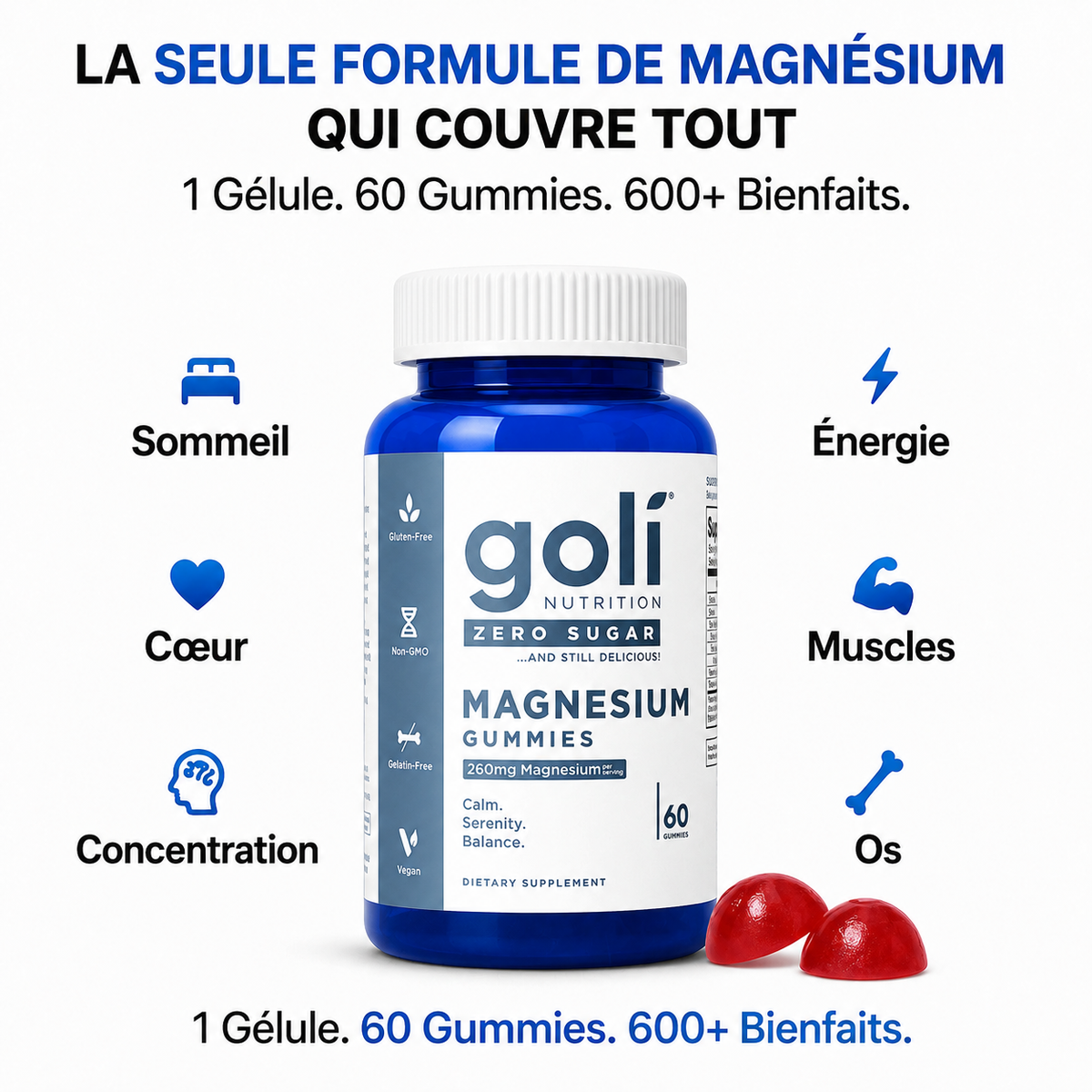 Goli Magnesium Zero Sucre™ - Gummies au Magnésium