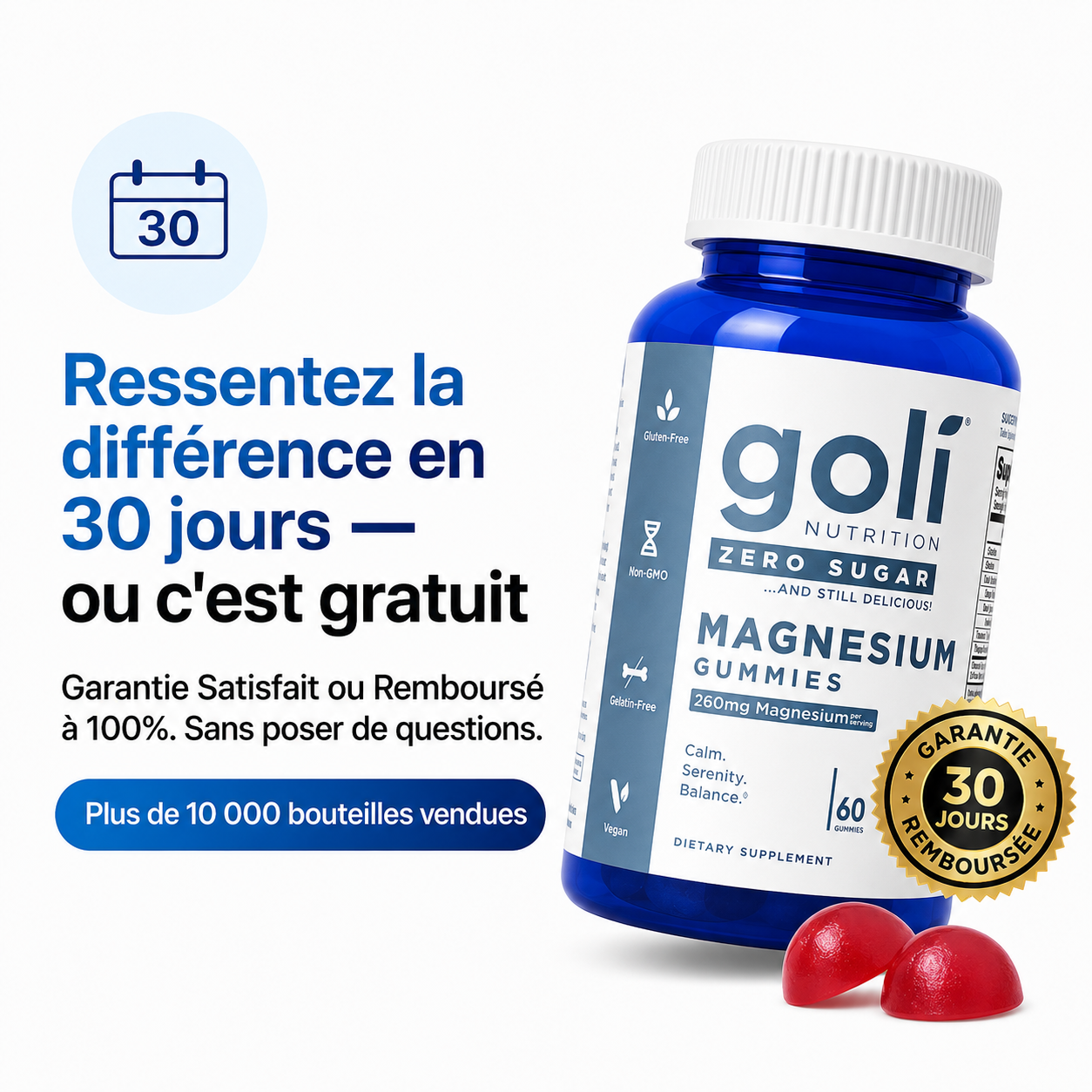 Goli Magnesium Zero Sucre™ - Gummies au Magnésium